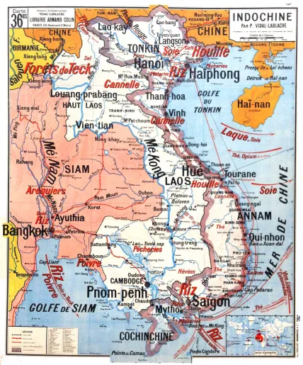 Carte d'Indochine, par P. Vidal-Lablache