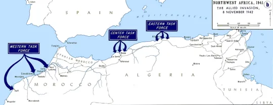 Carte de l'opération Torch