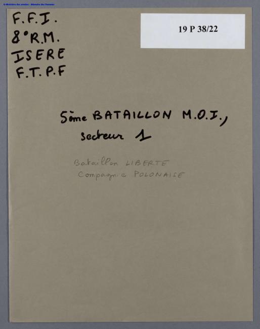 SHDGR 19P 38_Fiche historique du 5e Bataillon FTP MOI de l’Isère.