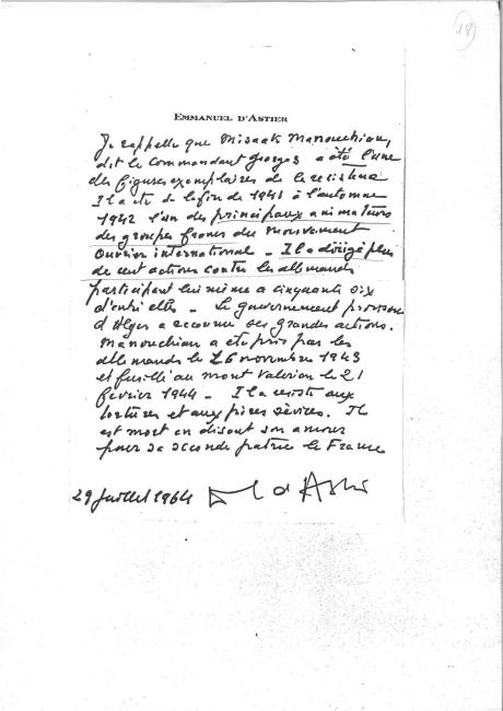 Dossier d’archives Missak Manouchian