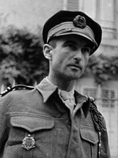 Le capitaine de corvette Pierre de Morsier à l atête du 1er RFM en 1945, musée de l’ordre de la Libération
